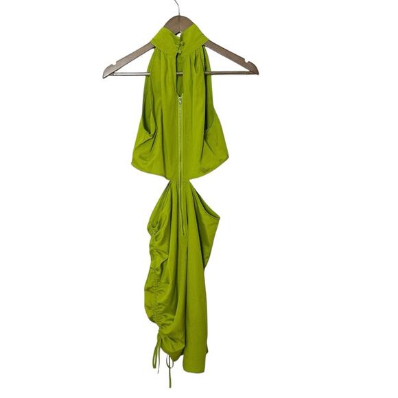 Kendall + Kylie Cobain Dress Citron Green Cut Out Asymmetric Hem Size 0-2 - Picture 6 of 13